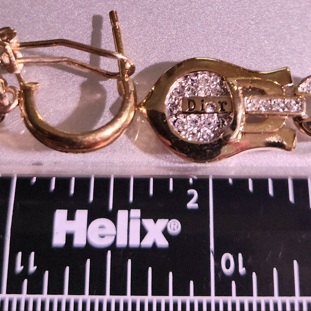 DIOR 🔥RARE🔥 Designed By John Galiano Gold Buckle design✨️ Pavé Earrings 🔥 - Picture 7 of 9